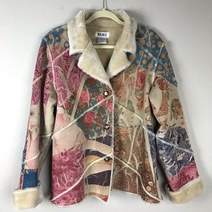 Weavz Multicolor Patchwork Coat Faux Fur Suede XL